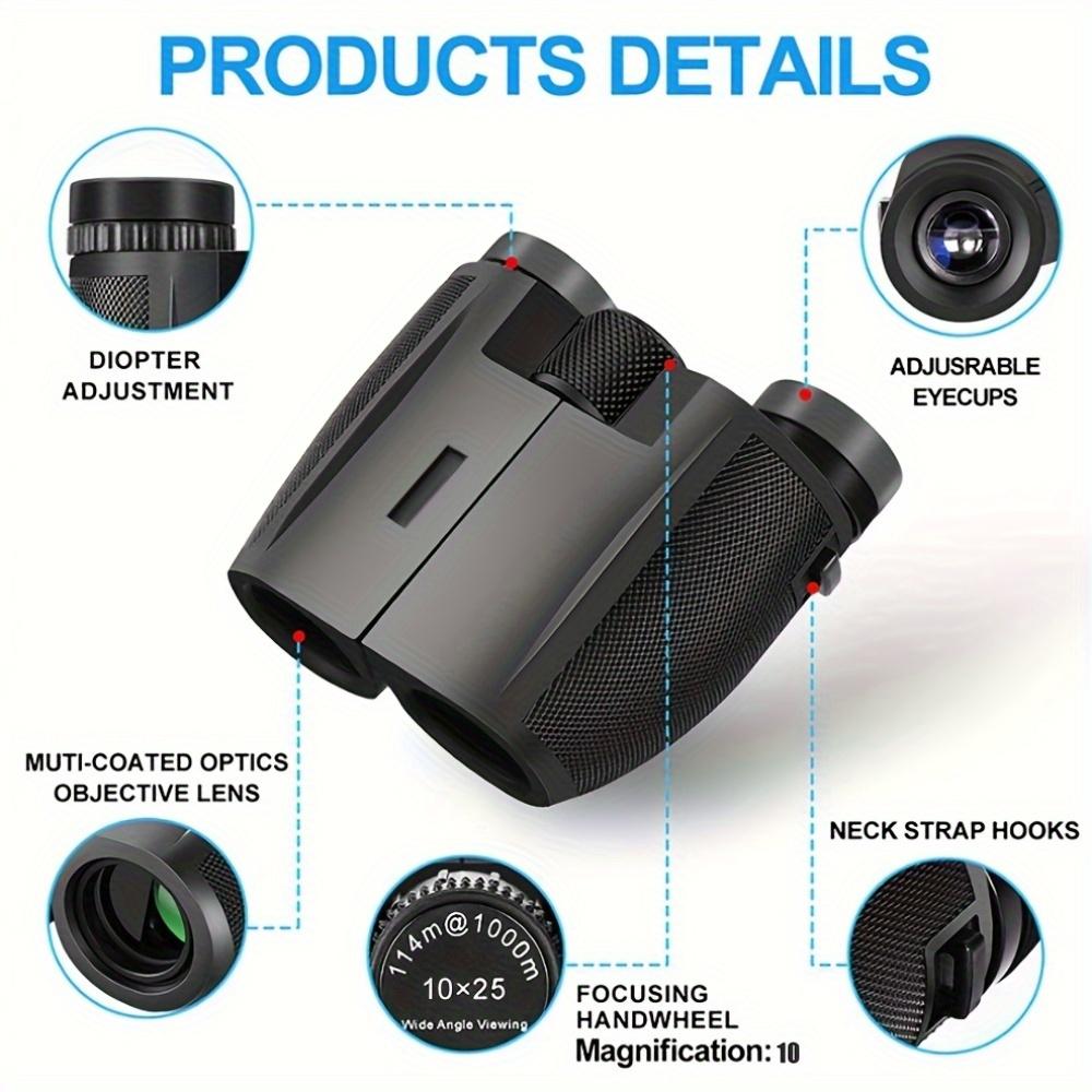 Binoculars 10X25 HD Mini Portable Telescope BAK4 FMC Coated Telescope Outdoor Bird Watching Hunting Travel Camping Sport Games