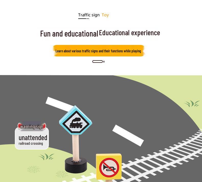 Children's Wooden City Traffic Road Sign Educational Building Blocks Toy