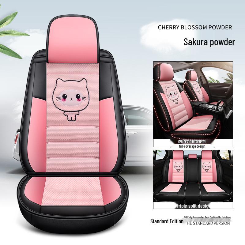 AION S Max 580 Geely L Thunder Hi Leather & Ice Silk Cartoon Car Seat Cushion - Universal, All-Season.