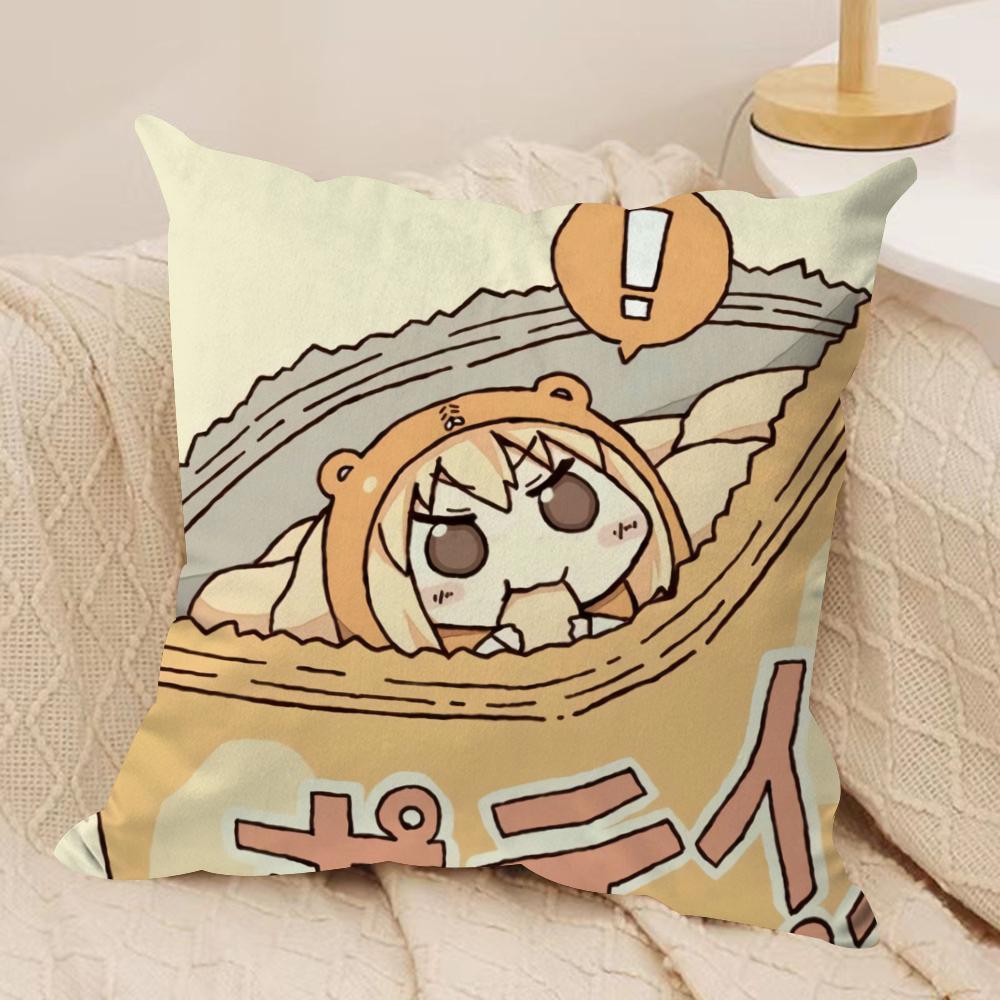 Umaru Doma Anime Cushion Cover Soft Plush Fabric Double-Sided Printed Sofa Cushion Cover for All Seasons Home Decor Gift