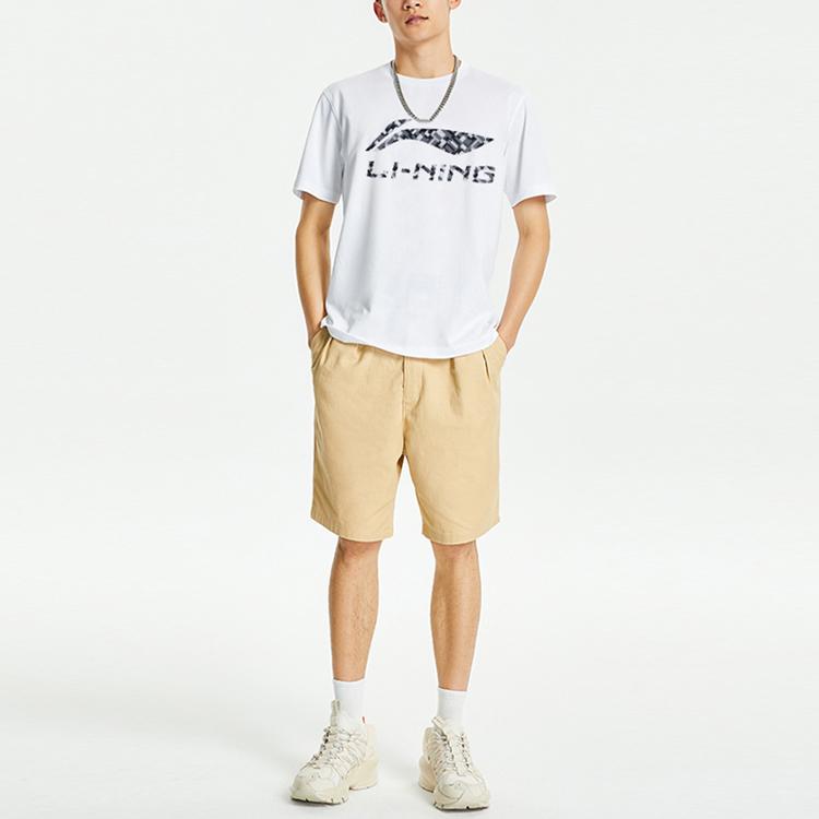 Li-Ning Large Logo Casual Sports Round Neck Short Sleeve T-Shirt Unisex Tops White AHSR669-2
