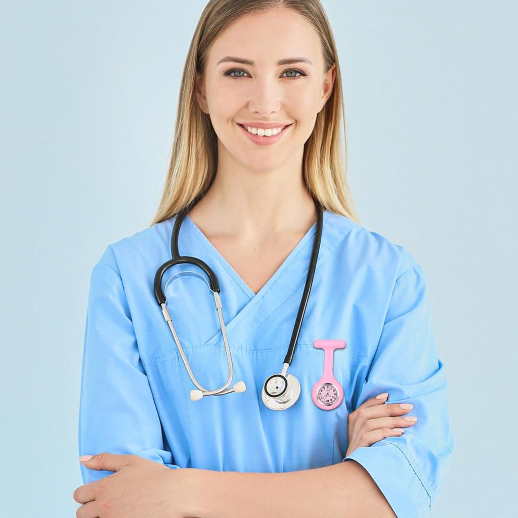 Nurse Watch with Second Hand, Reverse-Flip Silicone Analog Watch with Safety Pin, Cute, Perfect for Caregivers and Nursery Teachers