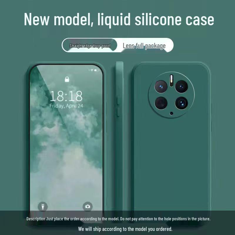 Huawei Mate50 Pro Liquid Silicone Case: Full Coverage, Drop Protection, Skin-Friendly, Simple Style. Huawei Mate50Pro чернильный зеленый