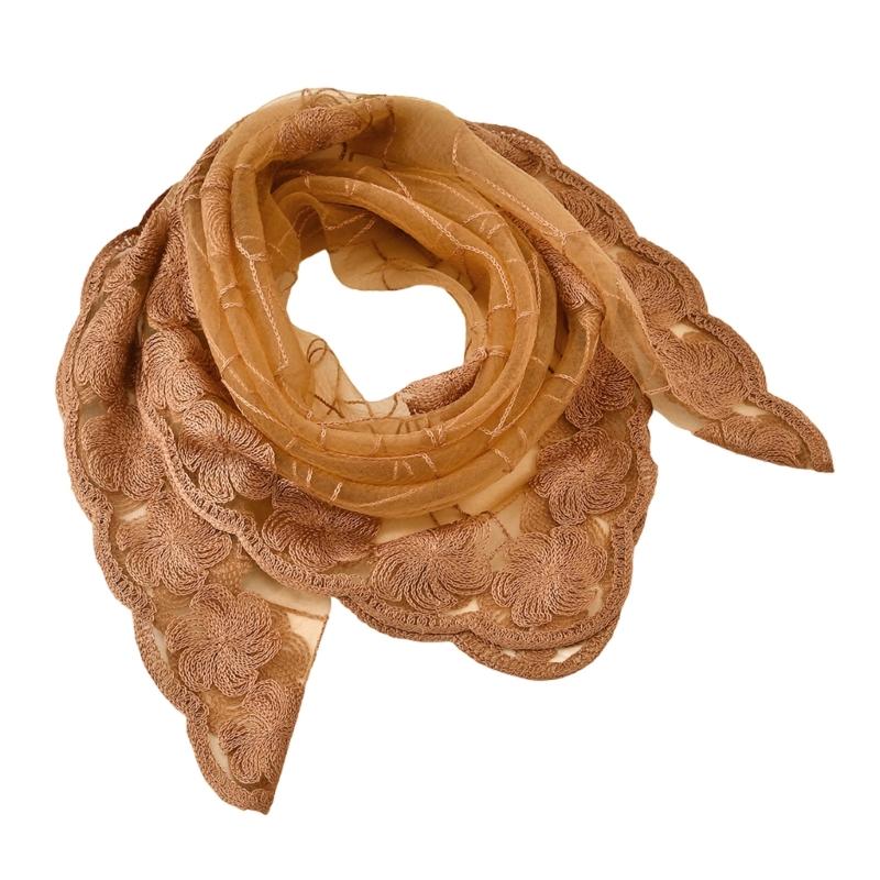 Elegant Embroidery Flower Lace Head Cover Breathable Bandana Head Scarf For Stylish Outfit Turban Headwrap for Daily Use
