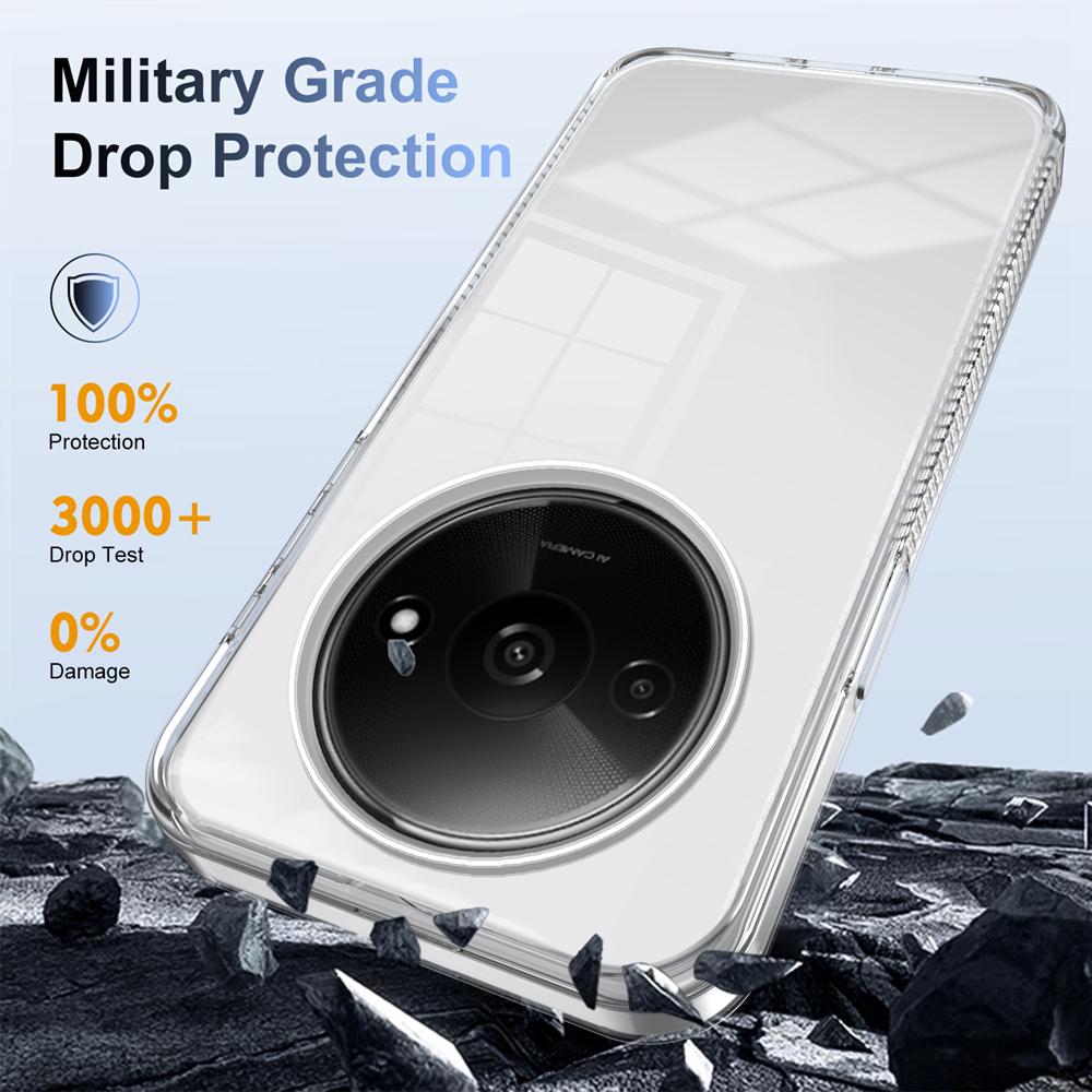 KEYSION Transparente Handyhülle für Xiaomi POCO C61 Weiches TPU+PC Rutschfest HD Klar Stoßfest Handy-Rückseite für Redmi A3 A3X