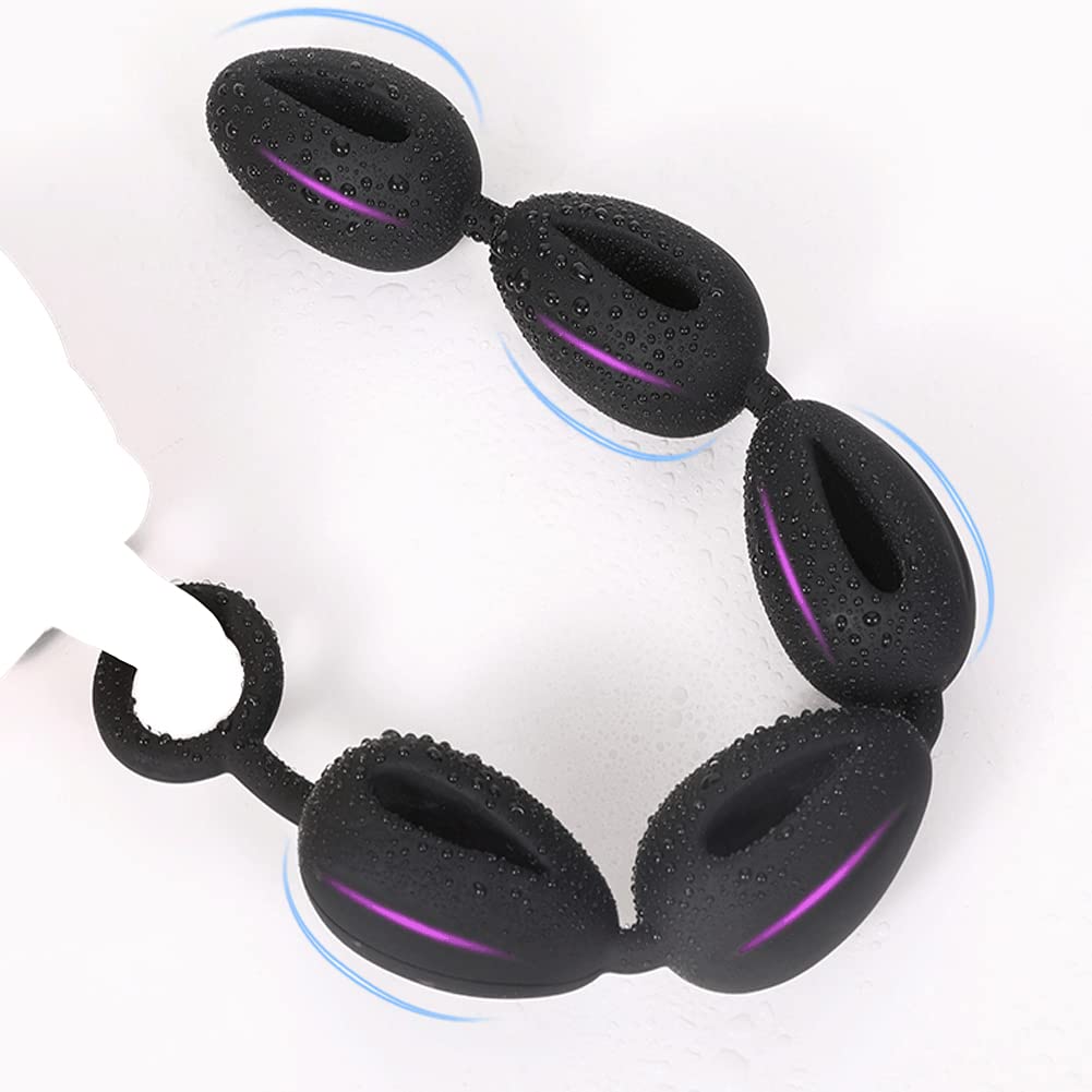 Anal Beads Anal Plug Silicone Ring with 5 Connecting Beads Anal Pearl Anal Dildo Beginner Total Length 395mm