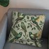 2D Green Birds With Gold Wings Pillow Cover Pattern Cushion Cover Suitable For Sofa Bedroom Car Pillow Cover