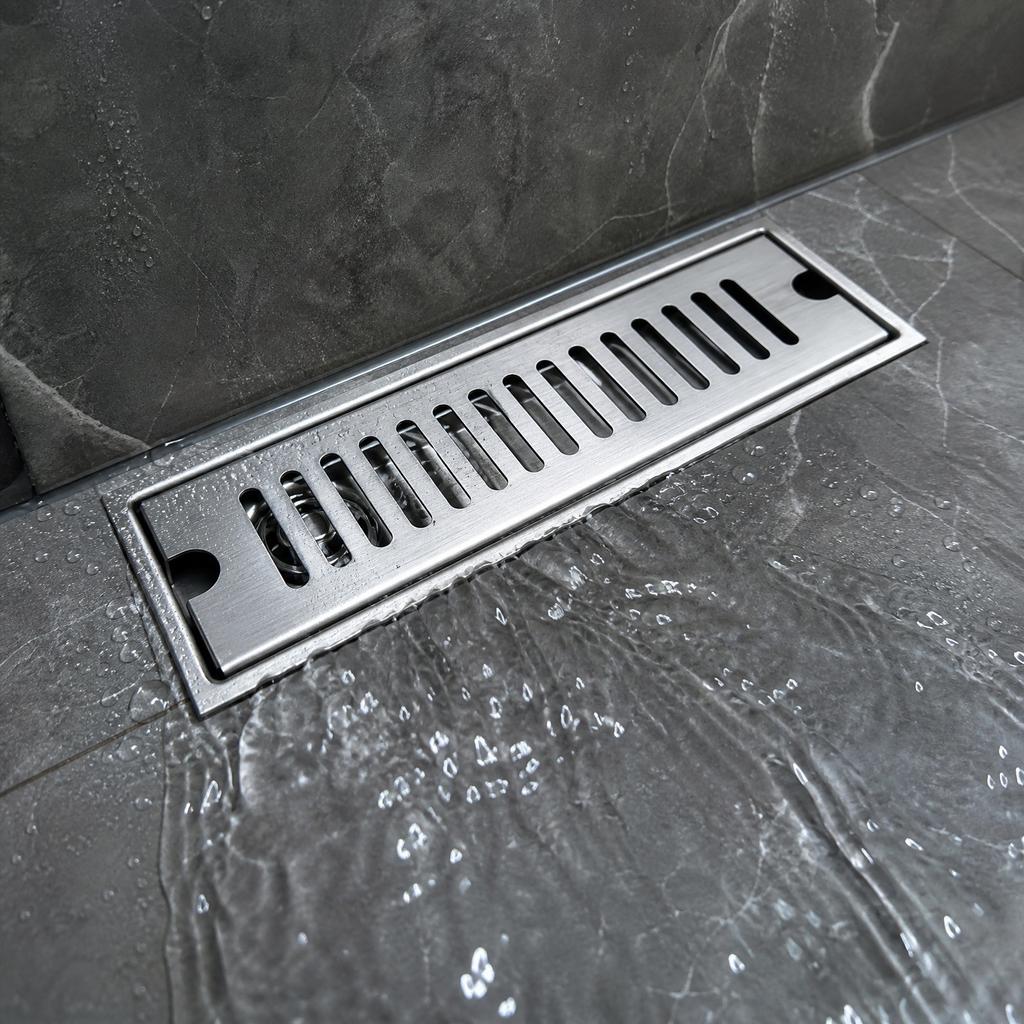30cm Stainless Steel Floor Drain Side Outlet Linear Shower Drain for Bathroom Hotel Use with Durable Construction and Efficient Water Flow