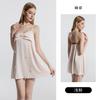DZ Ruiruo Hot Deep V Low-cut Temptation Halter Three-dimensional Bow Pure Desire Suspender Nightdress Robe Set W1881