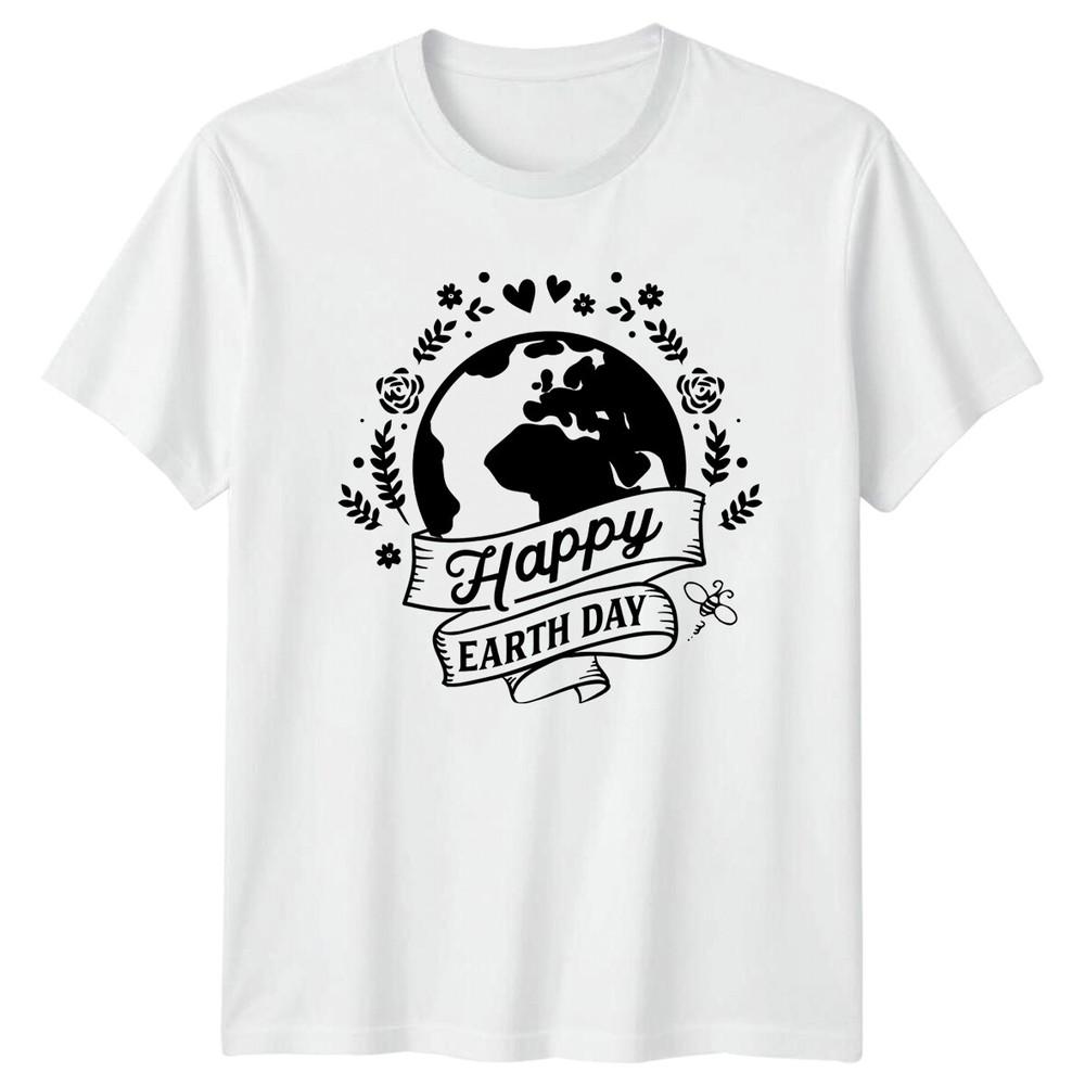 Happy Earth Day Globe Floral Graphic TShirt Earth Day Social Causes S