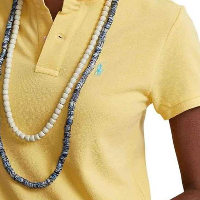 Ralph Lauren Vestito Giallo da Donna con Collo a Polo Ricamato e Maniche Corte 211799490-010