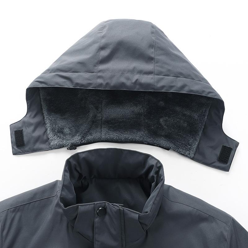 Winter Men's Outdoor Windproof Hooded Cargo Jacket Warm Pocket Detachable Cap Padded Jacket