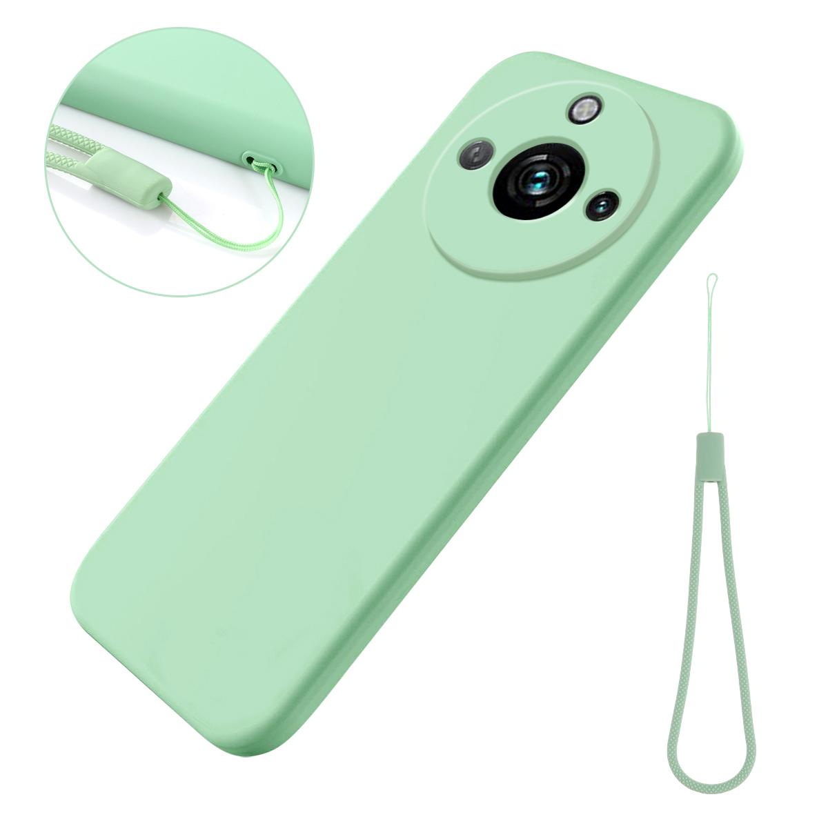 

Smartphone Case for Realme 11 Pro+ 5G/Realme 11 Pro 5G,Liquid Silicone Soft Lining Phone Cover with Strap Green