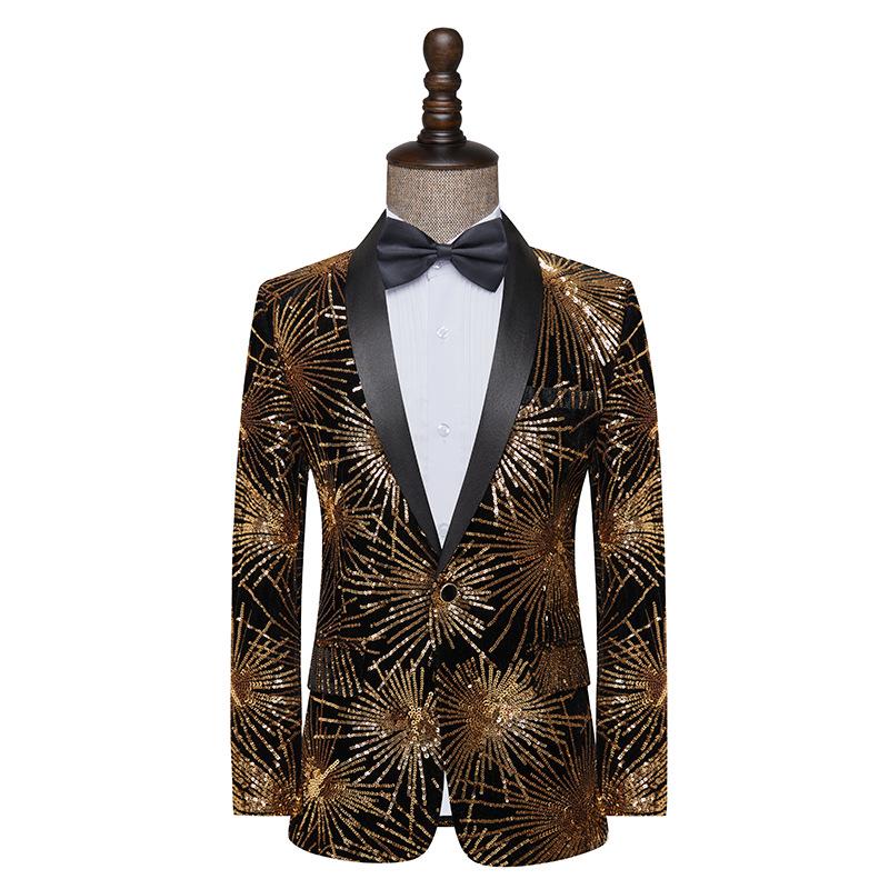 

Мужской модный пиджак-смокинг с пайетками для сценических выступлений 3XL