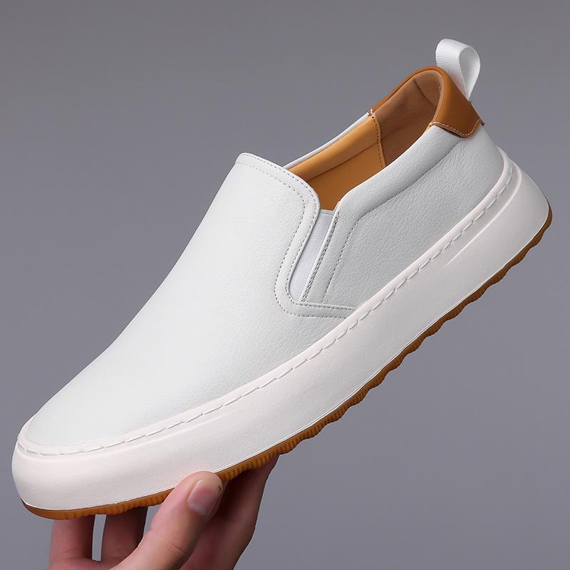 Fashion Luxury Designer New Men Slip On Loafter White Pu Leather Platform Shoes Male Walking Sneakers Tenis Masculino Zapatos Hombre