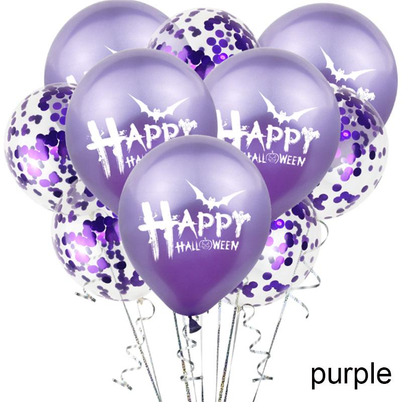 10Pcs 12inch Halloween Pumpkin Ghost Spider Chrome Metallic Latex Balloons Happy Printed Pattern Ballon Globos Party Decorations