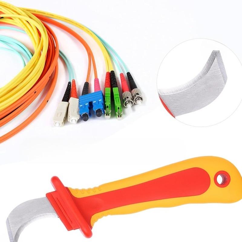 Insulated Electrician Knife - Straight/Curved/Hook Fixed  Cable Stripping Snips & Wire Stripper Peeling Hand Tool