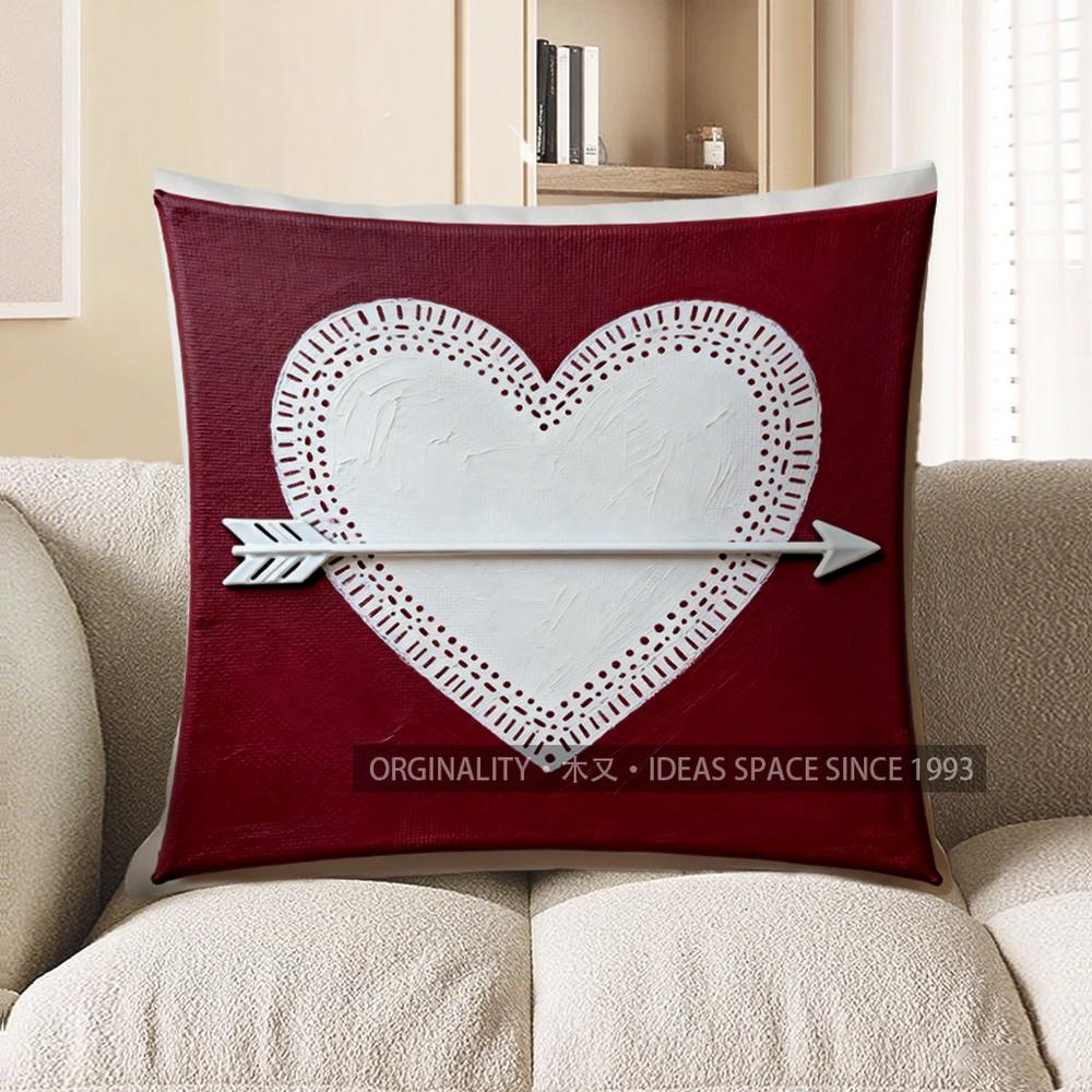 

2D Heart & Arrow Pattern Decorative Pillow Cover Pattern Cushion Cover Suitable For Sofa Bedroom Car Pillow Cover 40x40cm