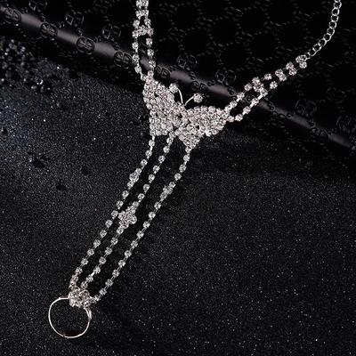 Bridal Rhinestone Leaf Beach Jewelry: European & American Toe Ring Anklet