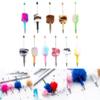 6Pcs Beadable Ballpoint Pen Plush Ball Ballpoint Pen Write Smoothly Novelty Writing Pen for Student Kid Game Reward