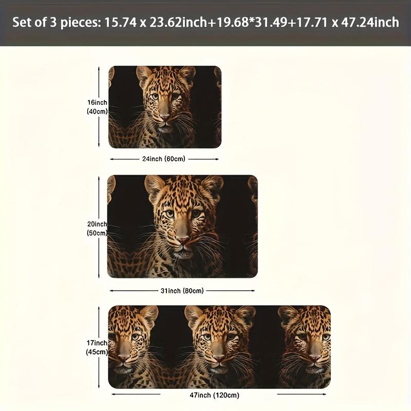 1Pcs  Animal Leopard Pattern Floor Mat Modern Kitchen polyester Rug Non-Slip Colorful Indoor Carpet, For Home Bathroom Bedroom Living Room Decor