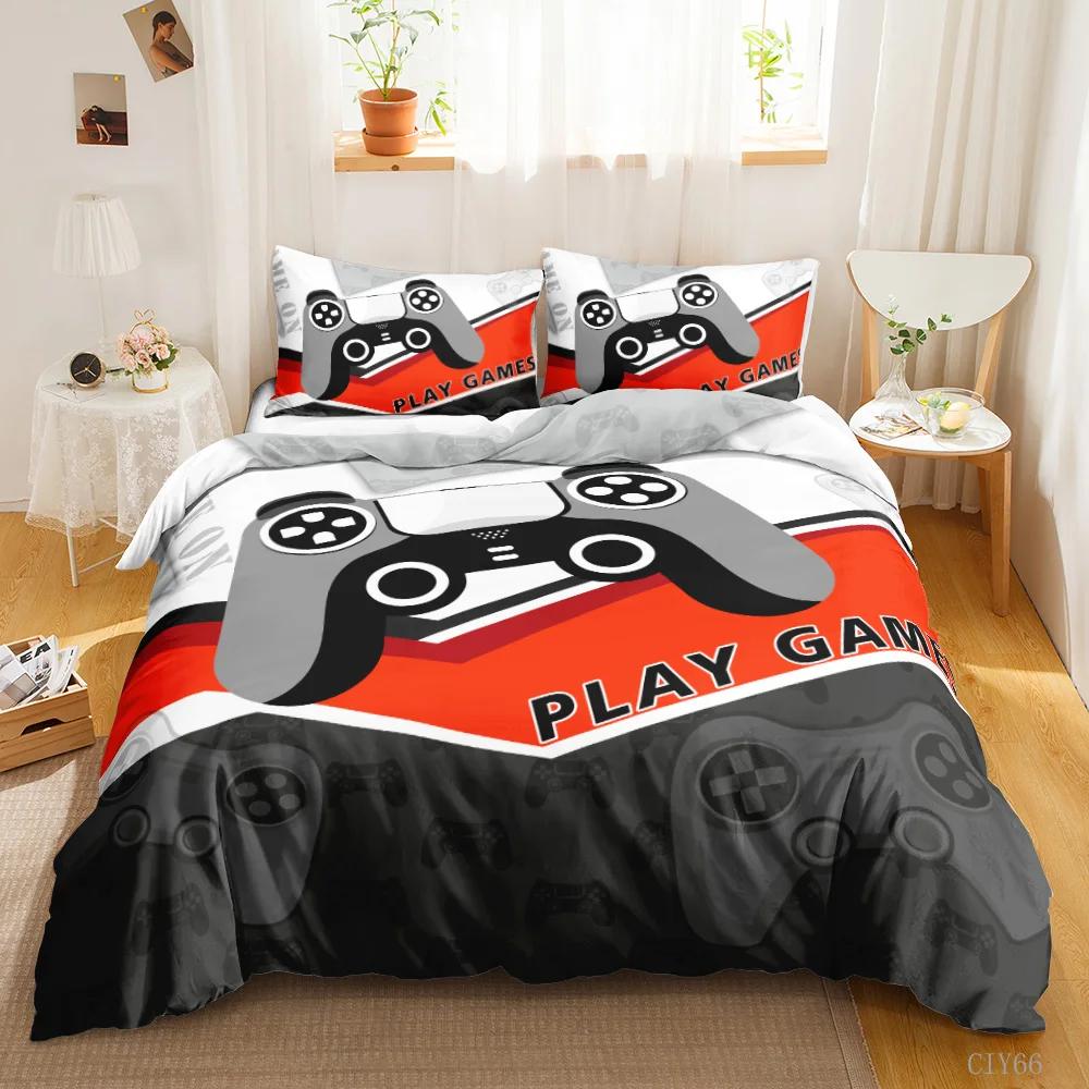 Gamer Duvet Cover Set Kids Boys Teens Video Game Controller Gamepad Bedding Set Double Queen King Size Polyester Qulit Cover