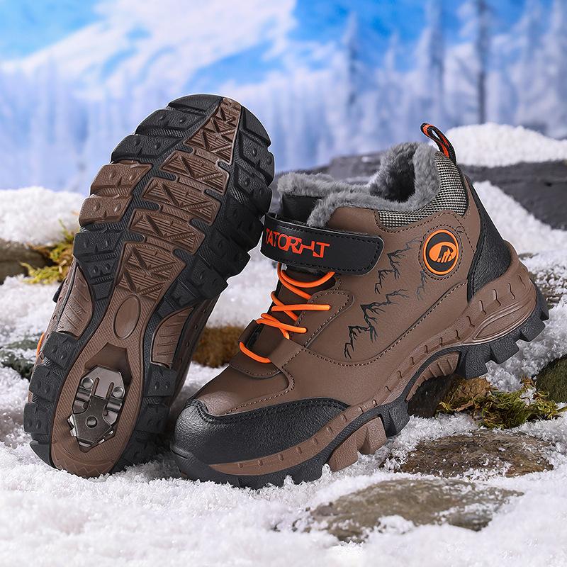 

Большие хлопковые детские зимние хлопковые ботинки 2025 новые спортивные ботинки для мальчиков бархатные детские уличные зимние ботинки для среднего и старшего возраста 40