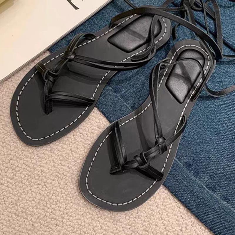 Flat Sandals Women's Style Toes Crossed Straps Sandals Wear Large Size