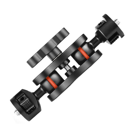 Double Ball Arm Camera Mount 1/4-inch Thread Aluminum Alloy Rotatable Ball Head LED Fill