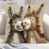 Funda de almohada de arpillera con diseño de burro lindo Funda para cojín de oficina coche sofá cama decoración de dormitorio del hogar