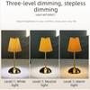 Metal Base Pleated Desk Lamp Fabric Shade Dimmable Touch Bedside Lamp USB Charging 3 Color Lights LED Night Light Bedroom