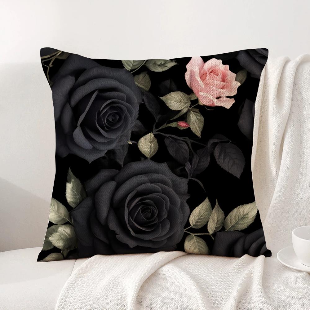 Hot Rose Cushion Cover Natural Linen Organic Fabric DoubleSided Printing Sofa Home Decor Breathable Bed Pillow