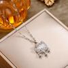 Net Celebrity Luxury Zircon Cat's Eye Safety Lock Titanium Steel Necklace for Women