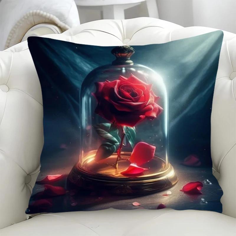 Sofa Cushion Cover 40*40 Rose Decorative Pillowcases 40x40 Covers for Bed Pillows Duplex Printing Pillowcase 45*45 Lounge Chairs