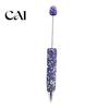 Crystal Diamond Gel Pen Beadable Pens, Bling Rhinestone Beaded DIY Bead Pen, Shaft Decorative Craft Black Ink Ballpoint Pens for Decorations