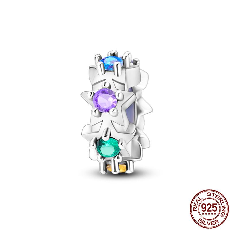 S925 Sterling Silver Clasp Silver Charms Silicone Spacer Beads Safety Chain Fit Original  Bracelet  Jewelry Women New In