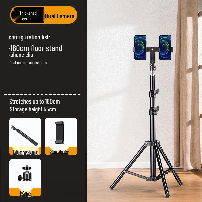 Dual-angle Mobile Phone Tripod with Fill Light for Live Streaming and Recording