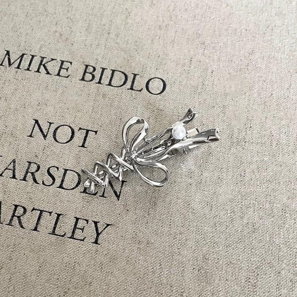 Vintage Ribbon Bow Hair Claw Zinc Zinc Alloy Balletcore Hairpin Retro Bowknot Hair Clip Makeup Hair Clips