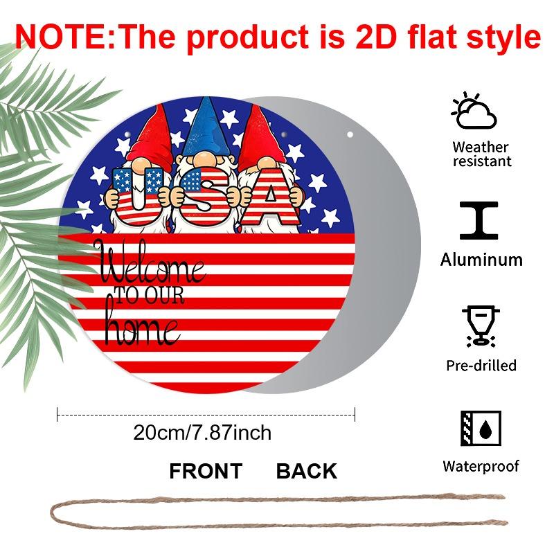 2D Flat Retro Aluminum Wall Stickers in Various Sizes. American Independence Day Themed Door and Welcome Sign with An American Flag Design. Ideal for
