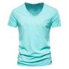 TrendHub Brand Quality 100% Cotton Men T-shirt V-neck Fashion Design Slim Fit Soild T-shirts Male Tops Tees Short Sleeve T Shirt for Men