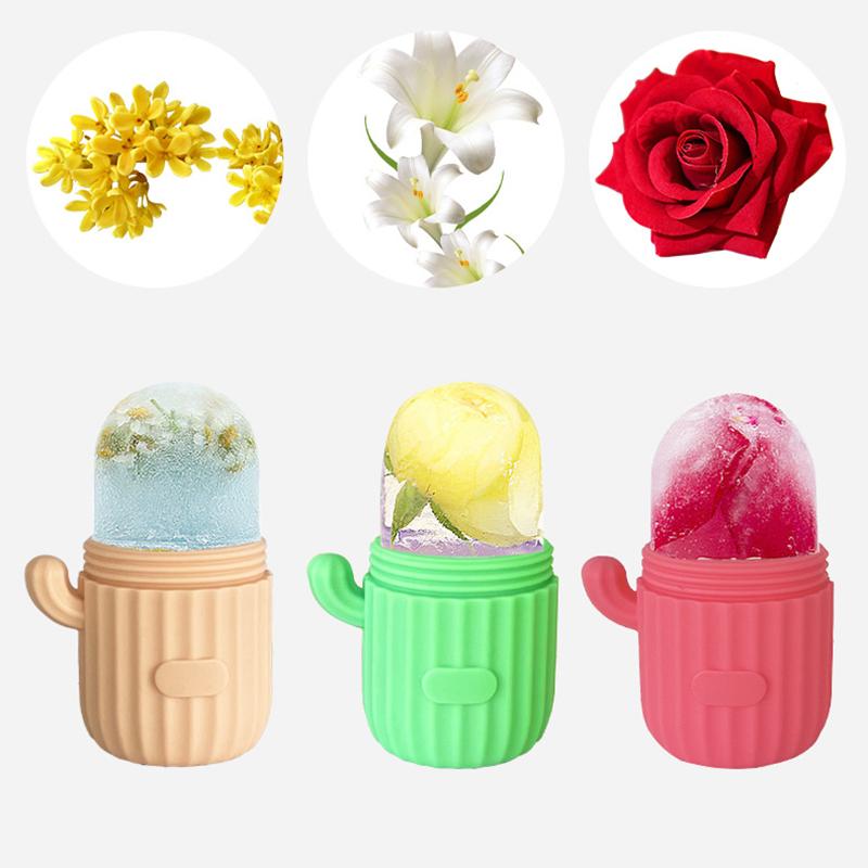 Față gheață zăbrele în formă de cactus mucegai cub de gheață silicon pentru înghețare masaj facial rulant instrument reutilizabil pentru îngrijirea pielii instrument de răcire cu gheață