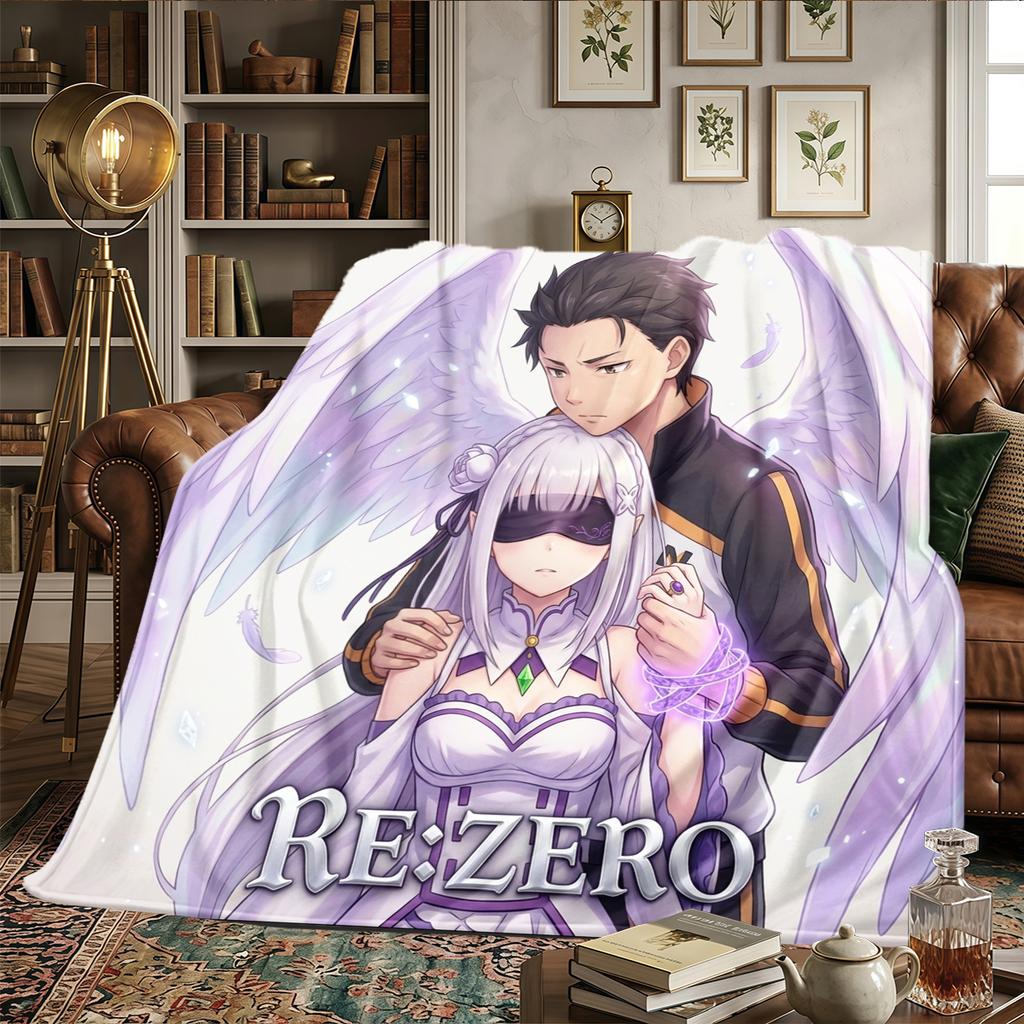 Re Zero Starting Life In Another World Warm Comfortable Flannel Blanket Printed, Fits Bedrooms,Sofas, Beds, Chairs, Travel -HE45