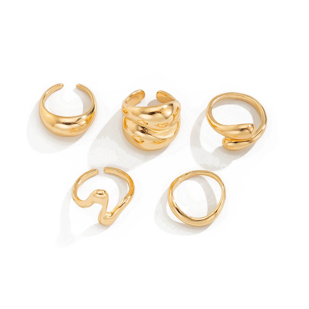 Chunky Gold and  Rings for Women - Adjustable Statement Open  Thick Stackable Rings Set