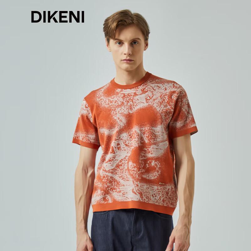 DIKENI Men s Silk Blend Jacquard Short-Sleeve T-Shirt M (48)