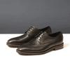 Korean Style Business Formal Shoes Vintage Carving Genuine Leather Brogues Oxford Dress Shoes Low Cut Lace Up Men'S Derby Shoes