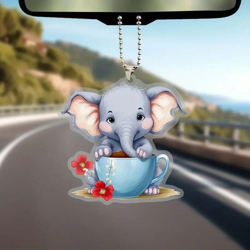 Acrylic Elephant Colorful Car Hanging Decoration For Unique Holiday And Home Decor