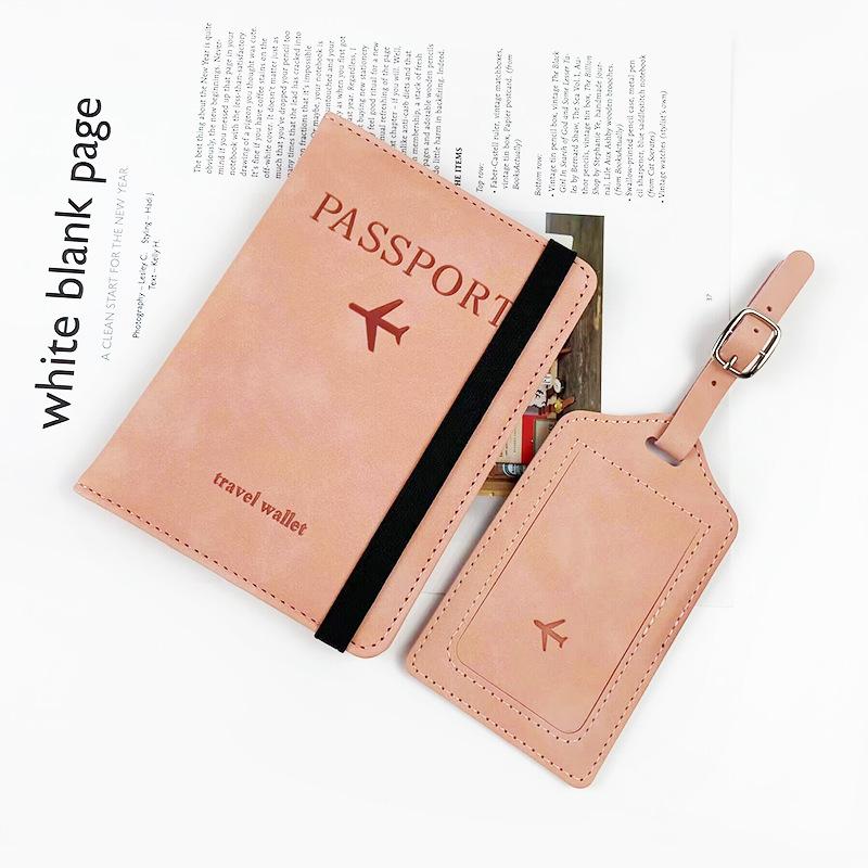 Pu leather anti-magnetic passport bag luggage tag set leather anti-theft brush rfid passport holder ID bag passport cover