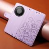 For Honor Magic8 Lite 5G/X9d 5G/X70 5G Case RFID Blocking Imprint Dog Pattern PU Leather Phone Cover with Wrist Strap