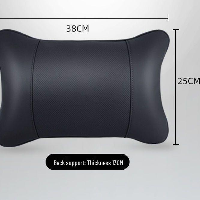 Premium Full Leather Car Headrest and Neck Support Pillow