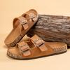 One-word drag male couple cork retro leather half drag female platform soles outdoor wear double button shoes male tide
